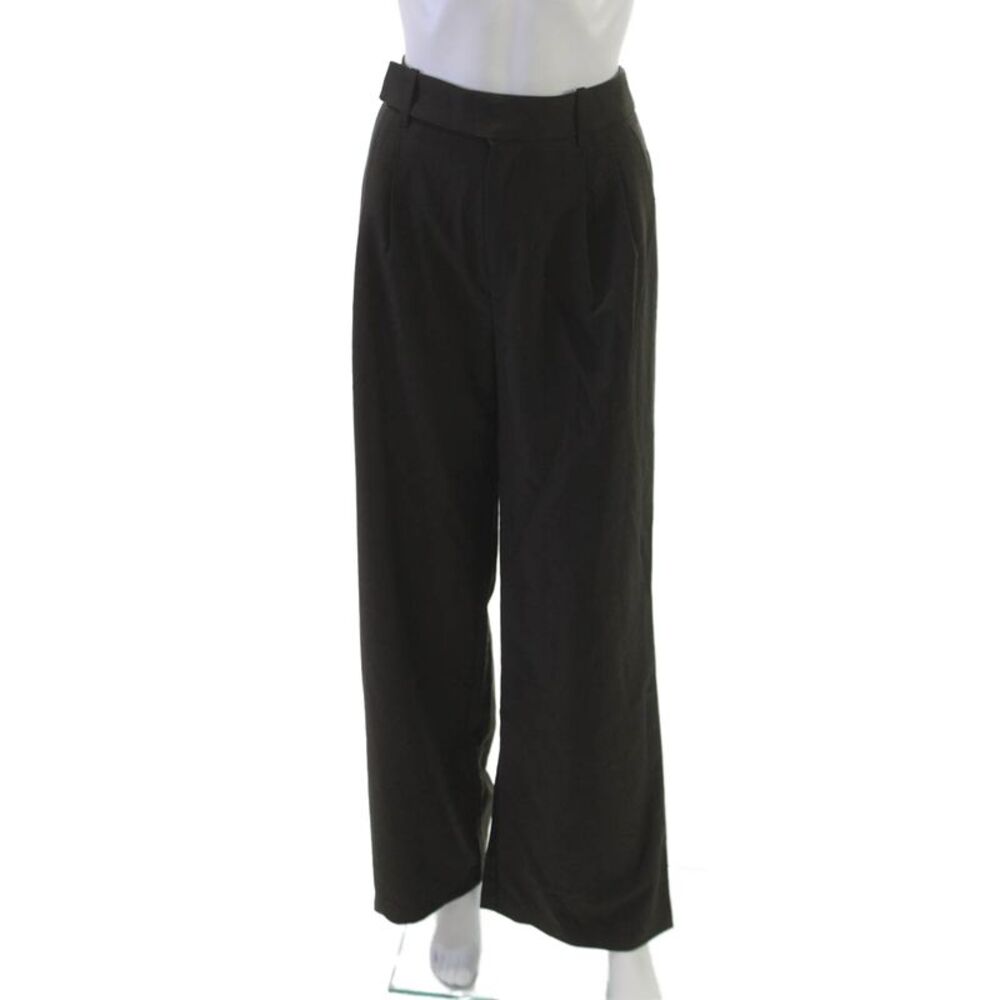 NIA Womens Dress Pants Brown Polyester Button Solid Size M